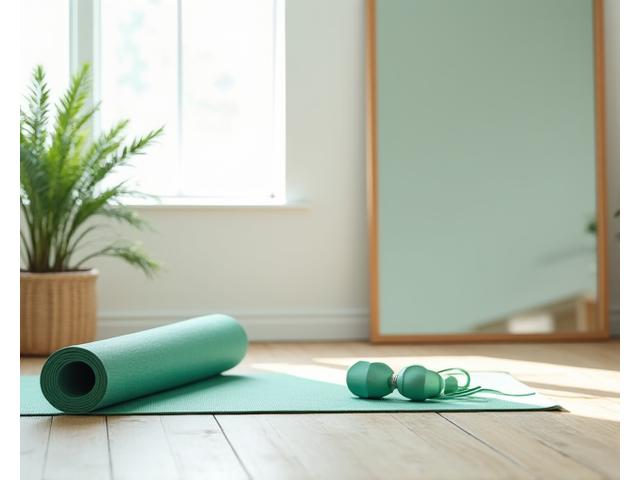 Użytkownik ćwiczący w domu, z minimalistycznym sprzętem fitness.