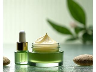 Organiczne kosmetyki anti-aging w minimalistycznych opakowaniach w łazience